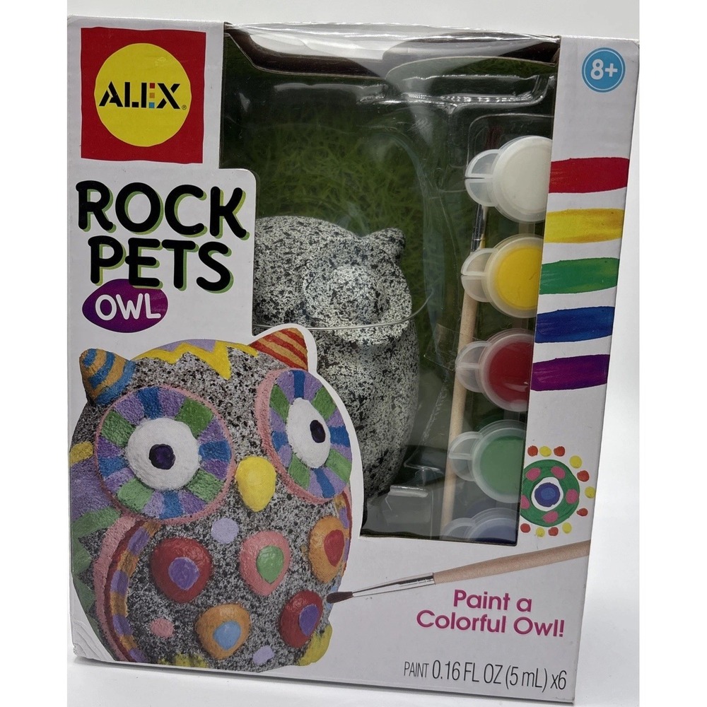 Alex Rock Pets Owl Paint Your Own Kit Weatherproof Garden Decor 4280 New